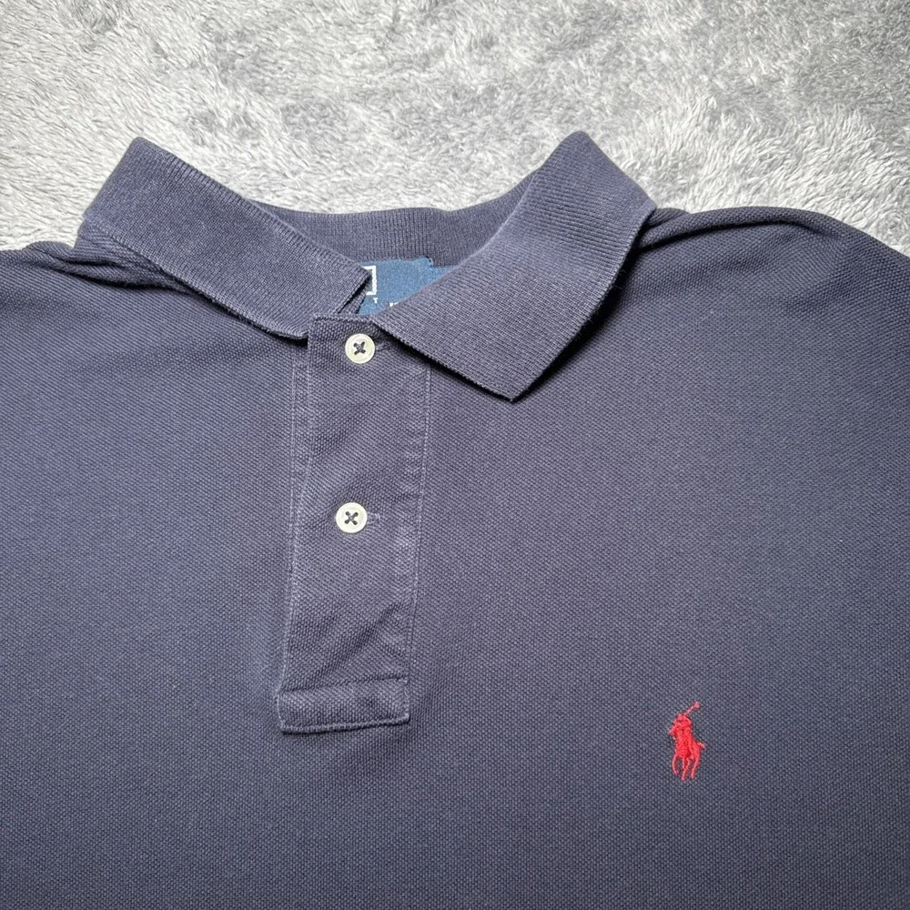 Vintage Polo Ralph Lauren Shirt Mens Large Navy 90s Polo Pony Rugby Long Sleeve